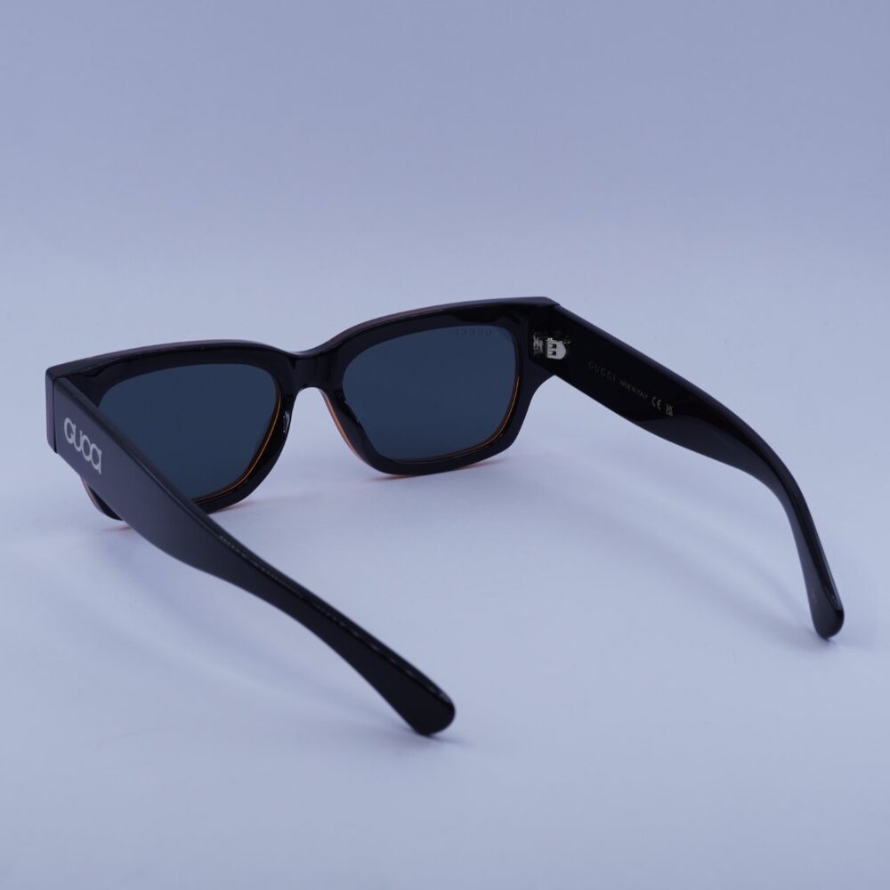 Gucci GG1794S 003 Sunglasses Transparent Orange/Black Square Frame, Blue Lenses - Picture 7 of 12